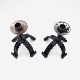 Set of two wrought iron candle holders