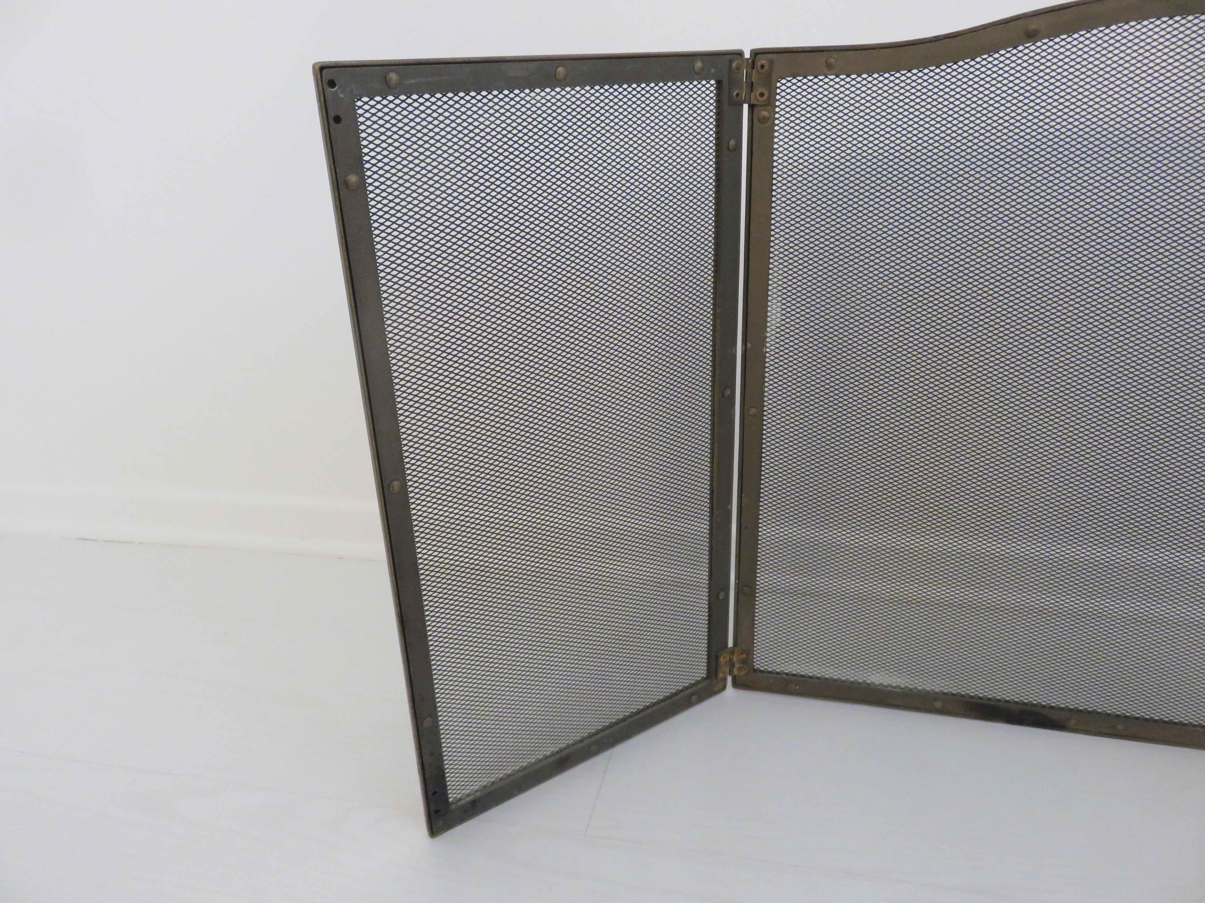 3-panel brass fireplace screen 70s