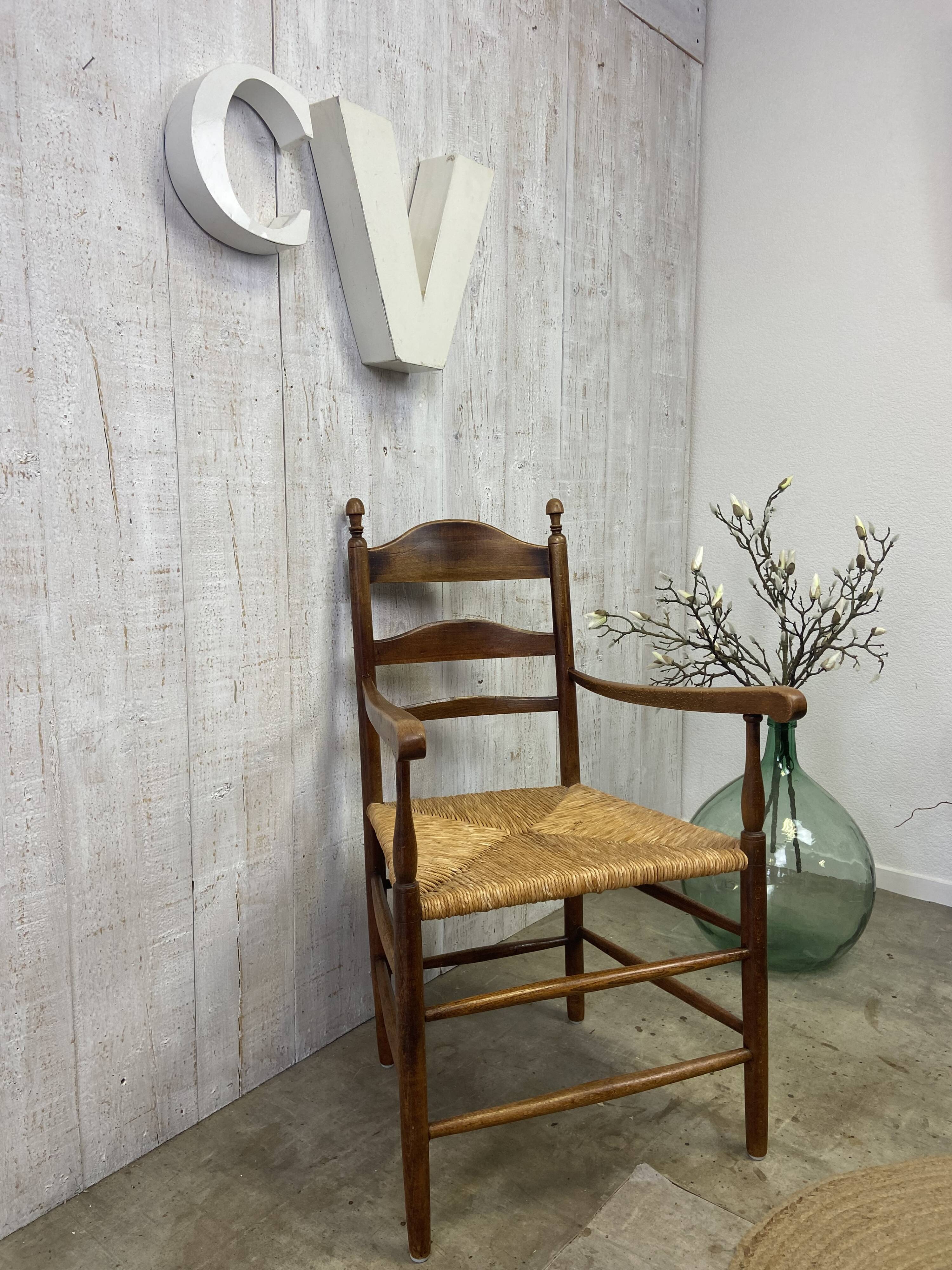 Vintage straw armchair