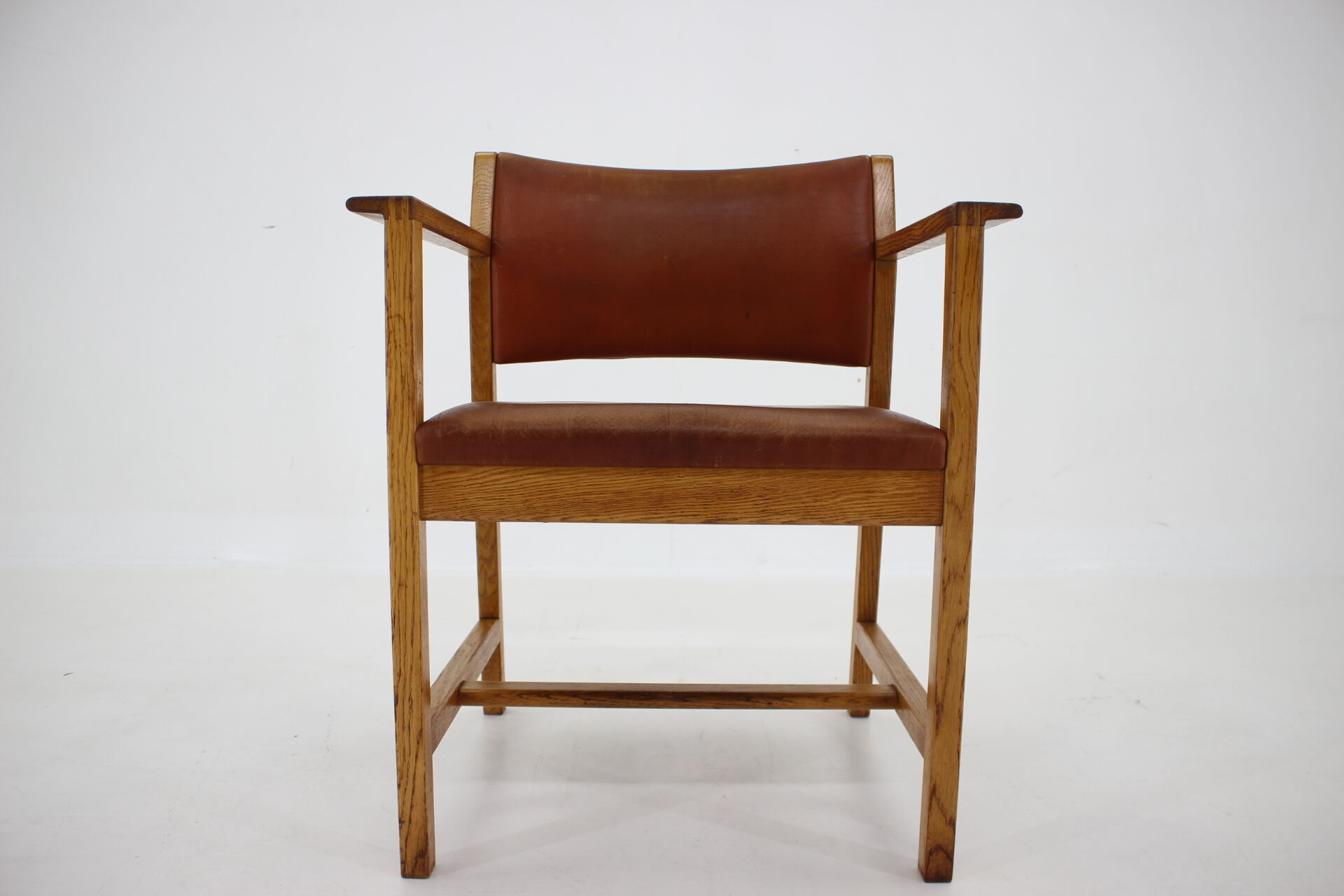 1960s Borge Mogensen Oak and Leather Desk Chair, Denmark