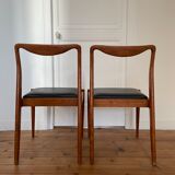 Pair of Scandinavian chairs in teak and skaï, 1965