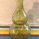 Pair Old Bottle BIOT Yellow Bullized Blown Glass - Bouchon