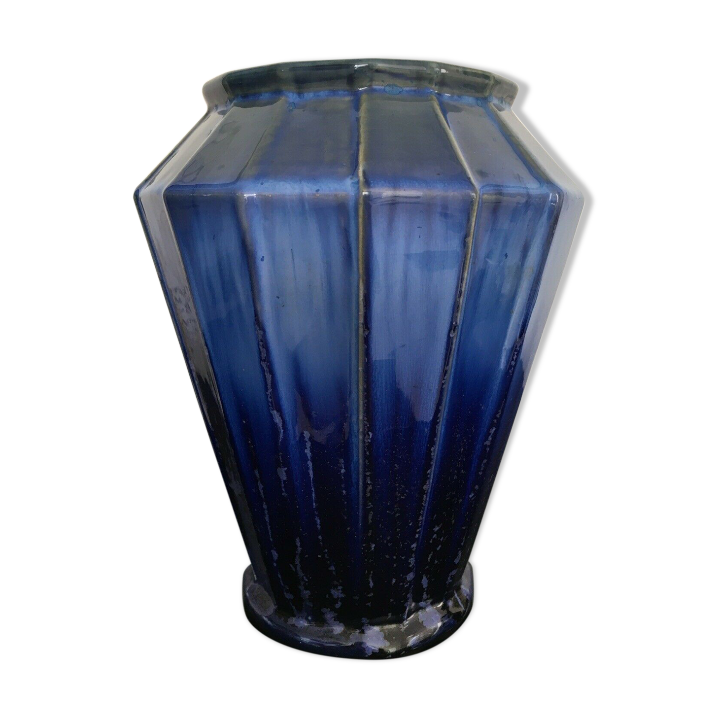 Old blue enamelled ceramic vase
