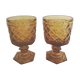 2 vintage amber walking glasses