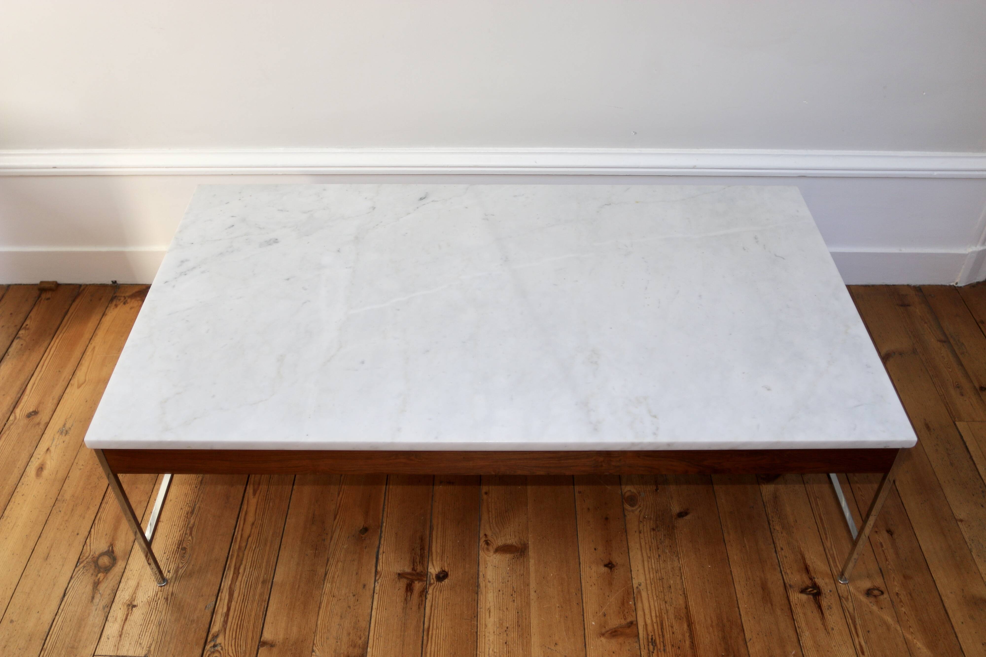 Table basse design marbre et palissandre Georges Nelson 1970