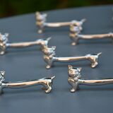 12 silver-plated cat knife rests