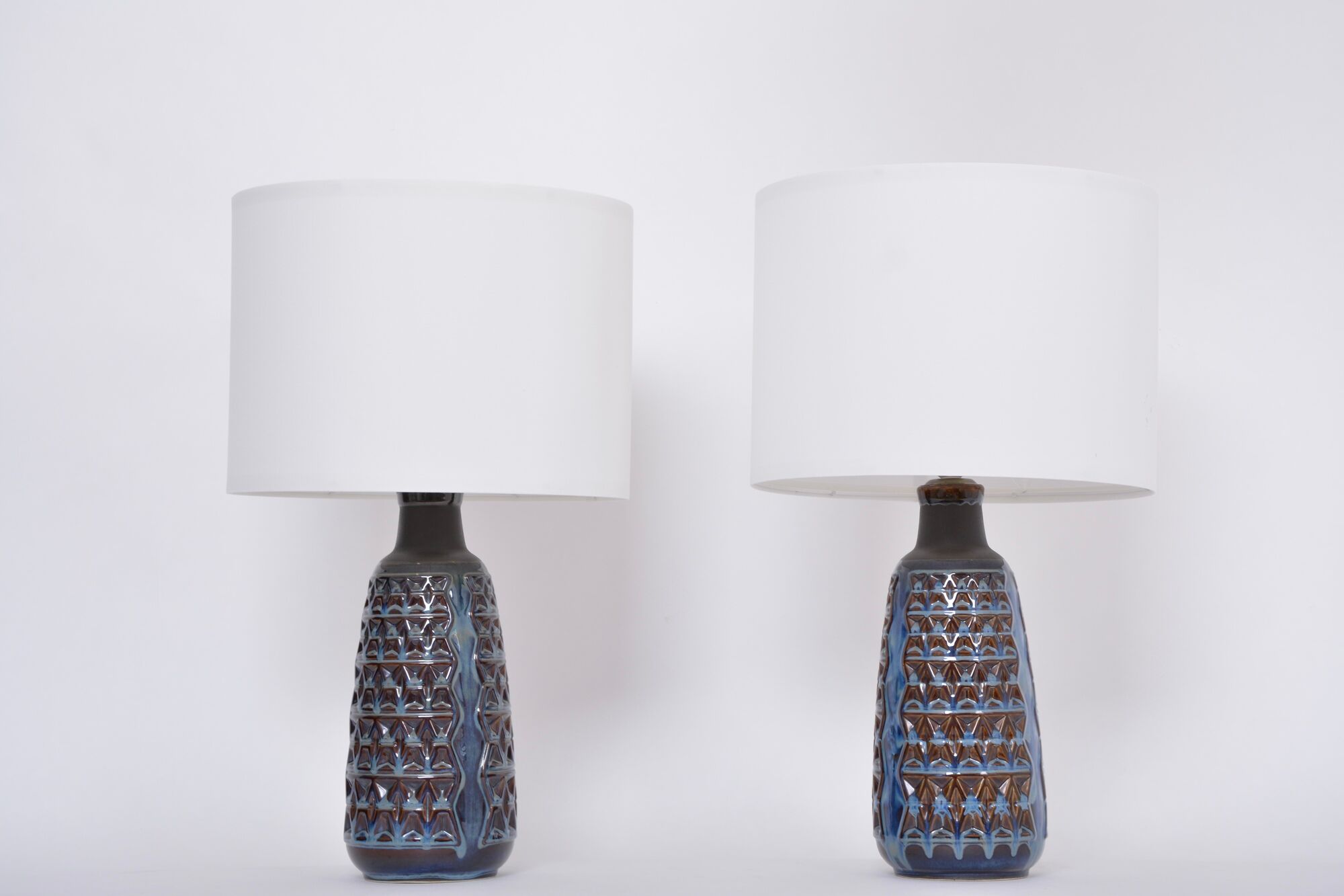 Pair of Tall Blue Mid-Century Modern Table Lamps model 3340 by Einar Johansen for Soholm