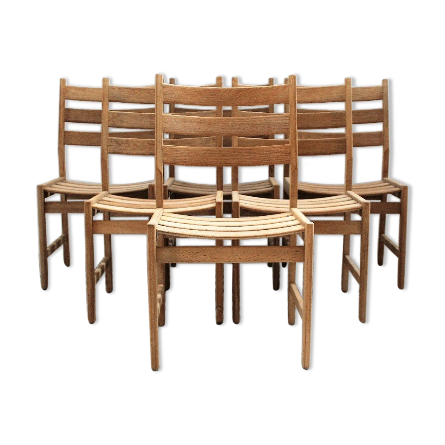 Series of six vintage Scandinavian oak chairs, Kurt Ostervig