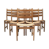 Série de six chaises vintage scandinaves en chêne, Kurt Ostervig