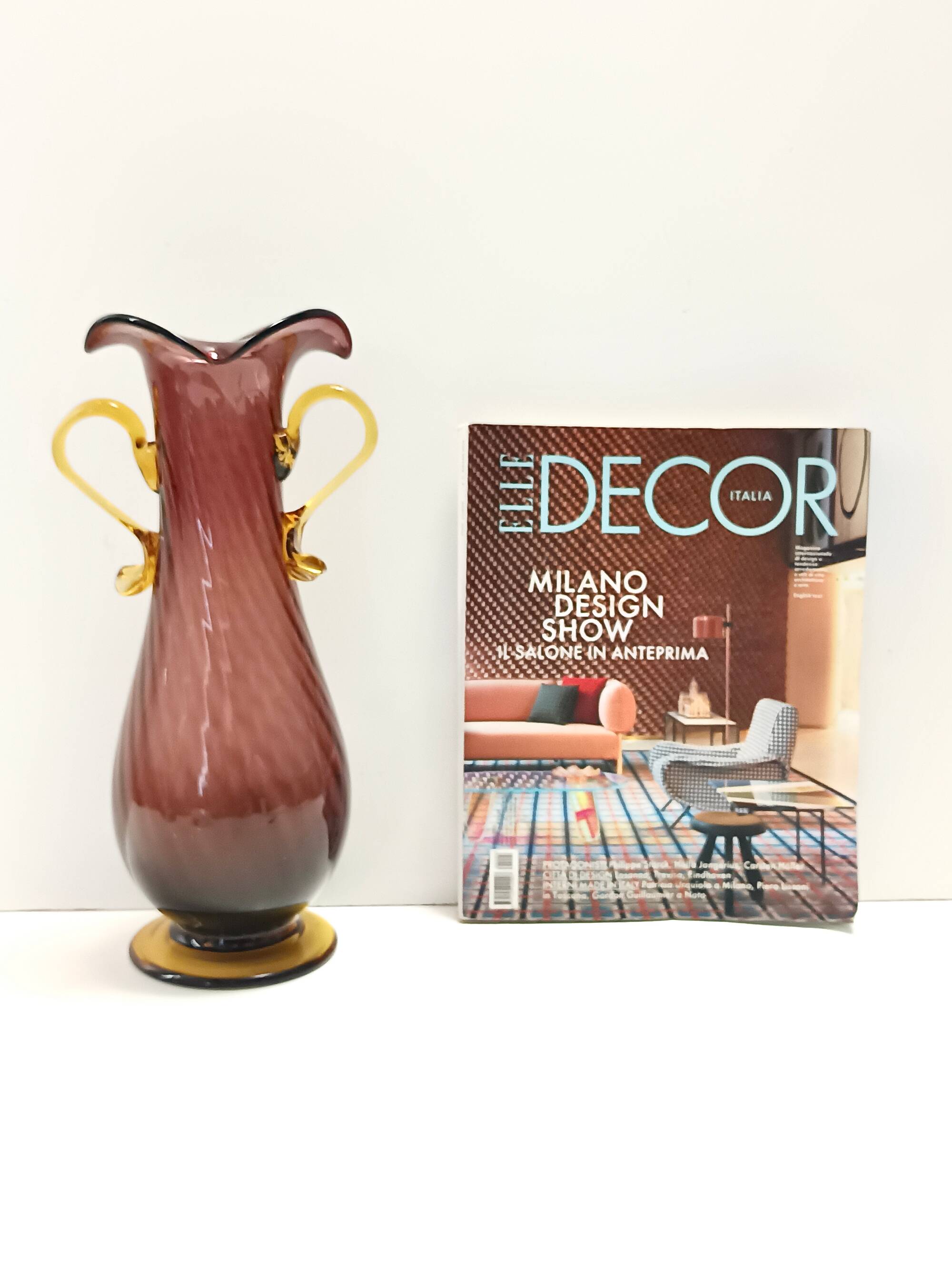 Brown and Yellow Murano Glass Amphora Vase by Fratelli Toso, Italy