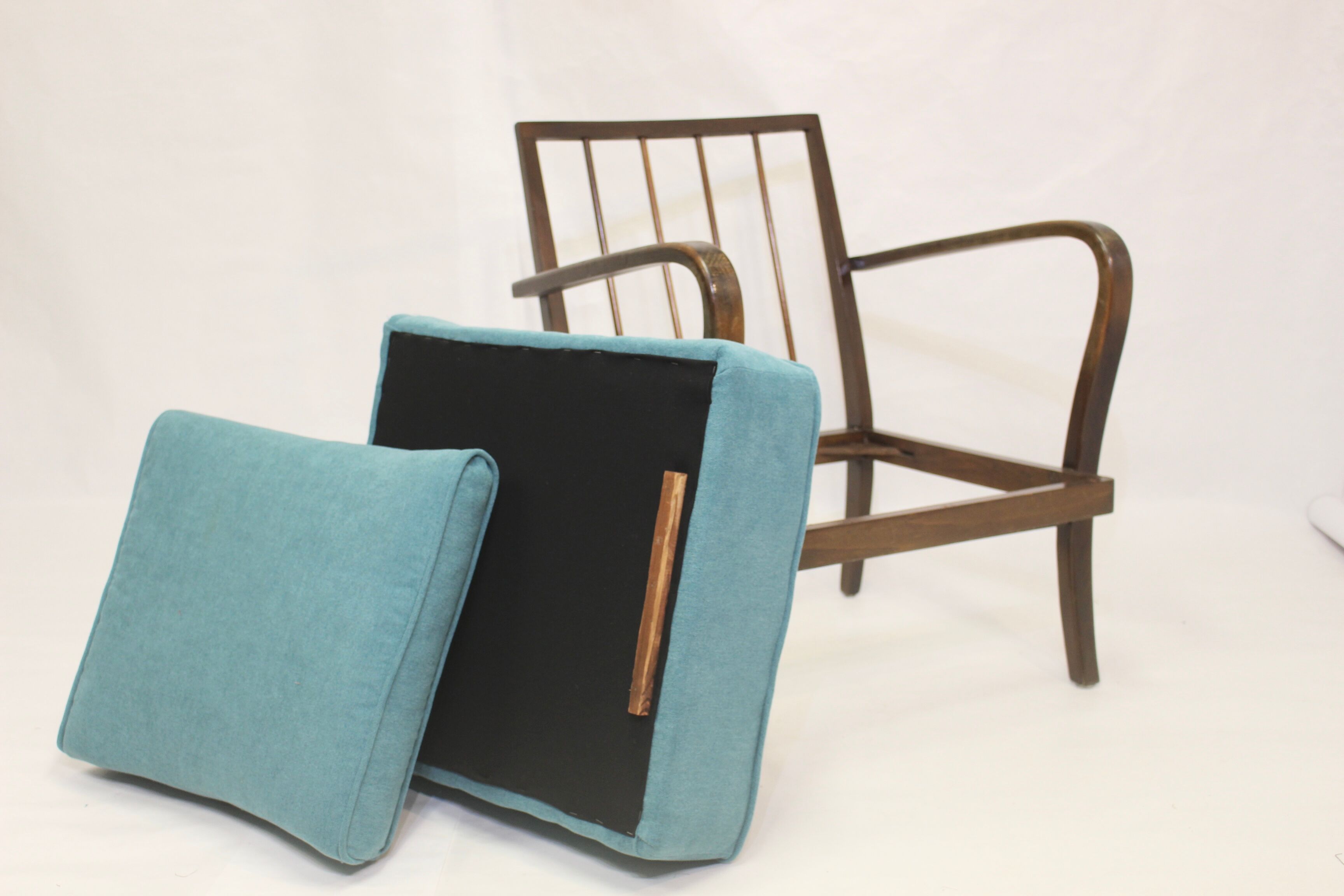 Art Deco curved wood armchair, 1950