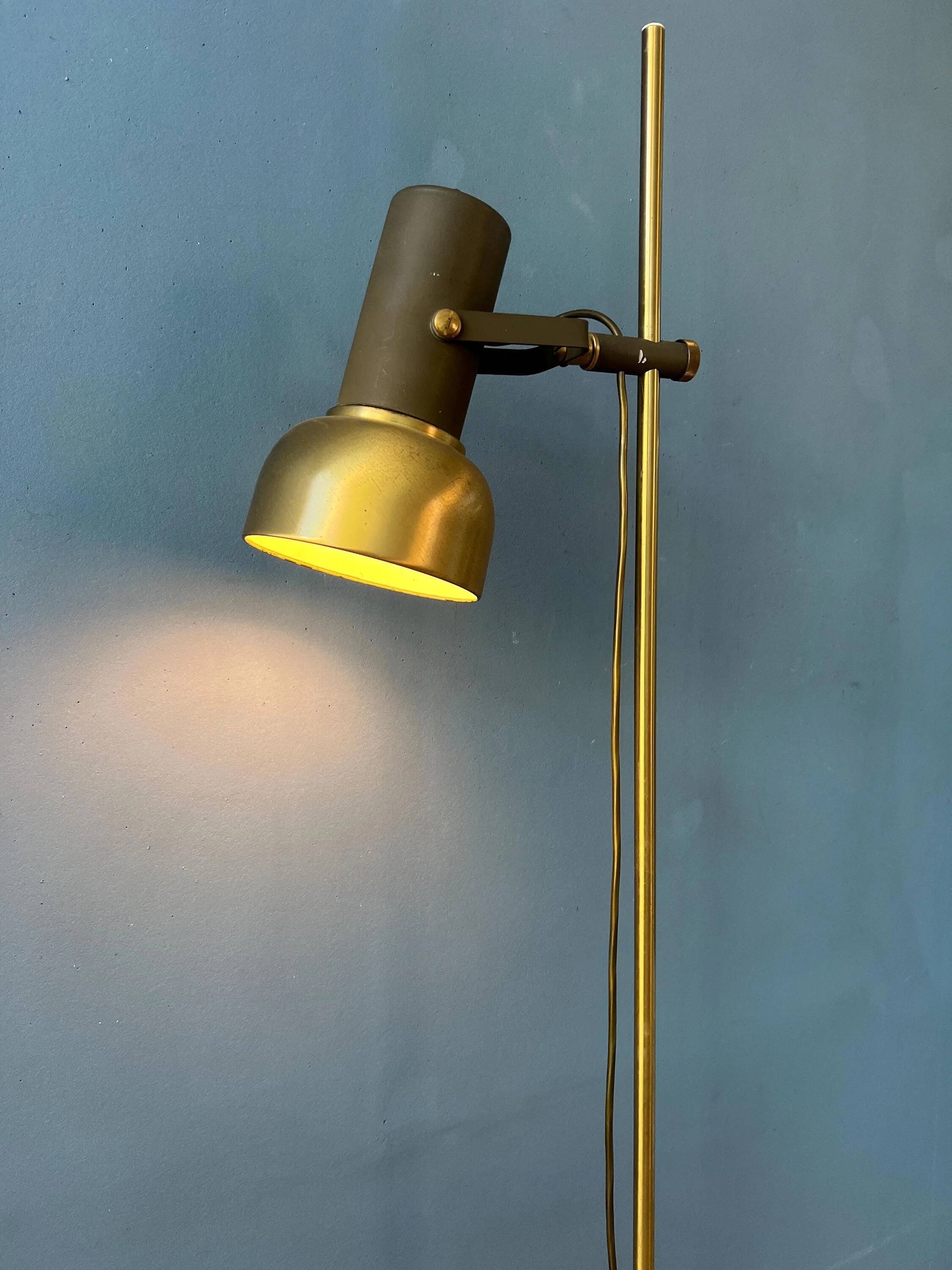 Lampadaire vintage en laiton avec spot orientable