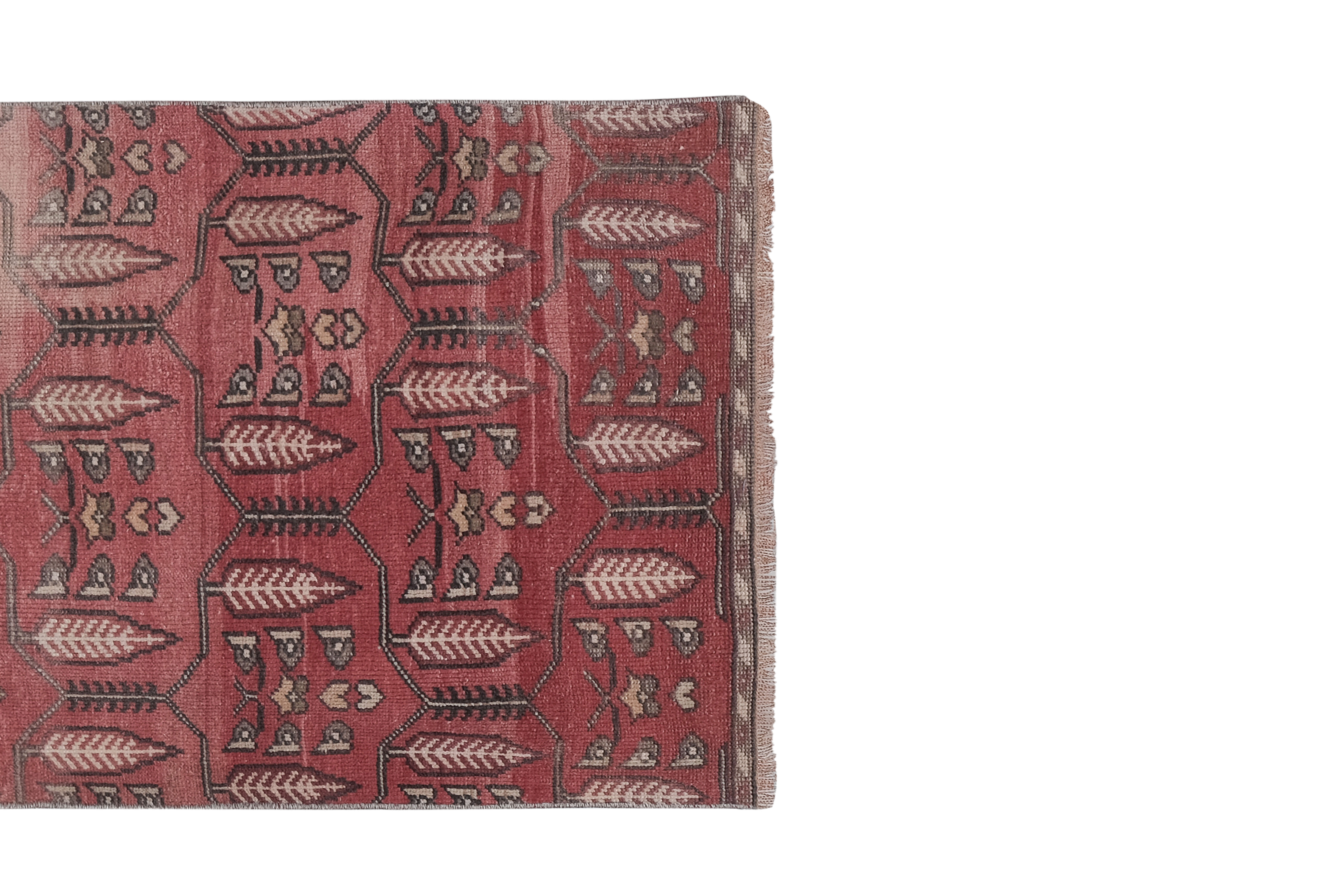 1970s Distressed Tree of Life Pattern Turkish Karapinar Rug 2'6'' x 6'7''