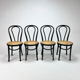 Set of 4 Bentwood and Cane Cafe Dining Chairs, 1990s