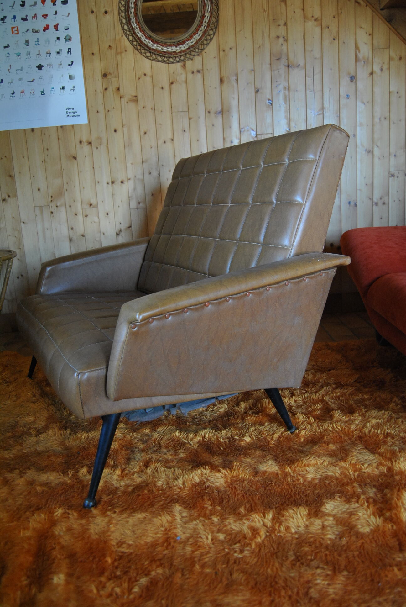 Sofa bench skai camel 50s