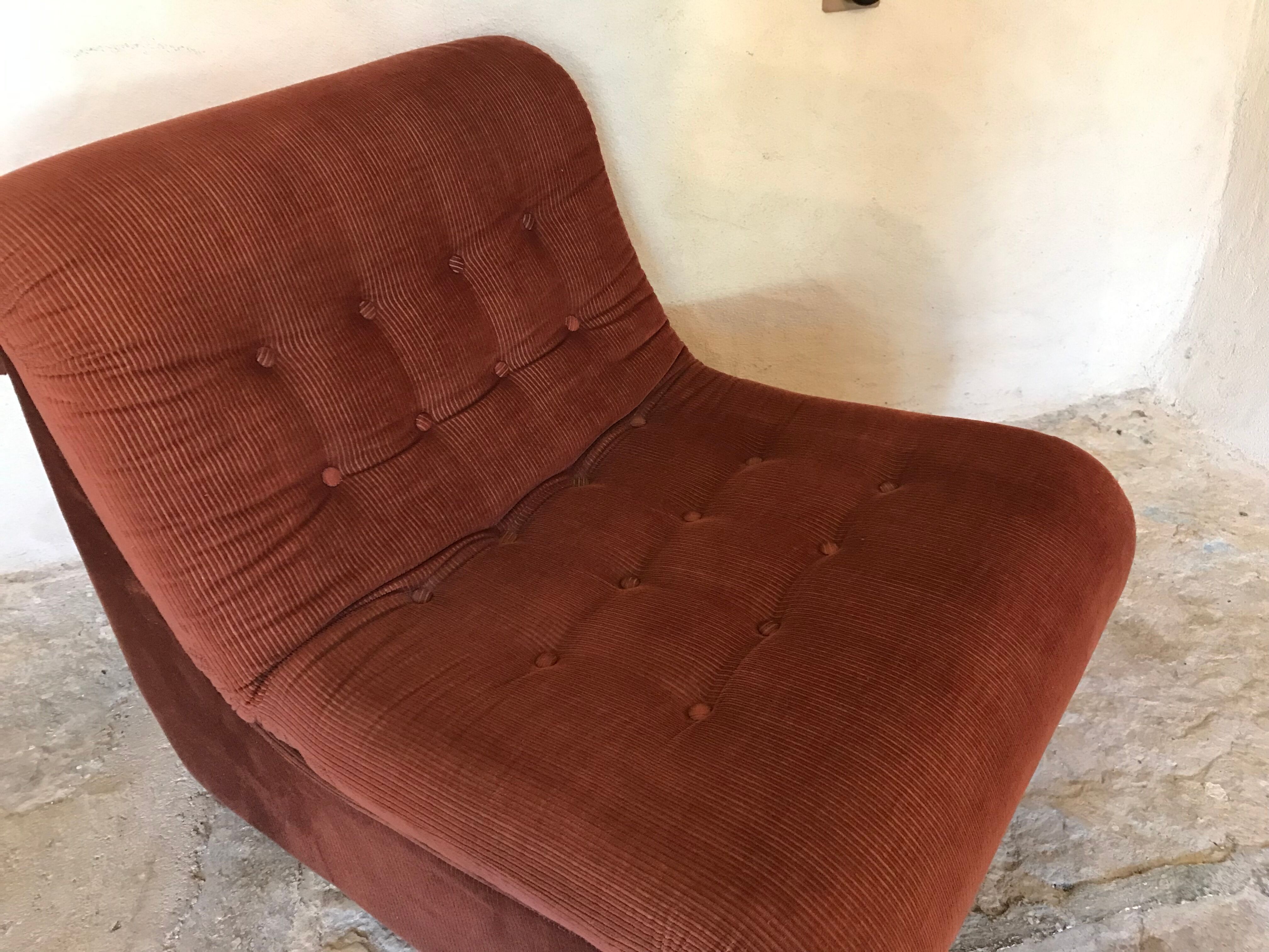 Vintage chair upholstered in corduroy