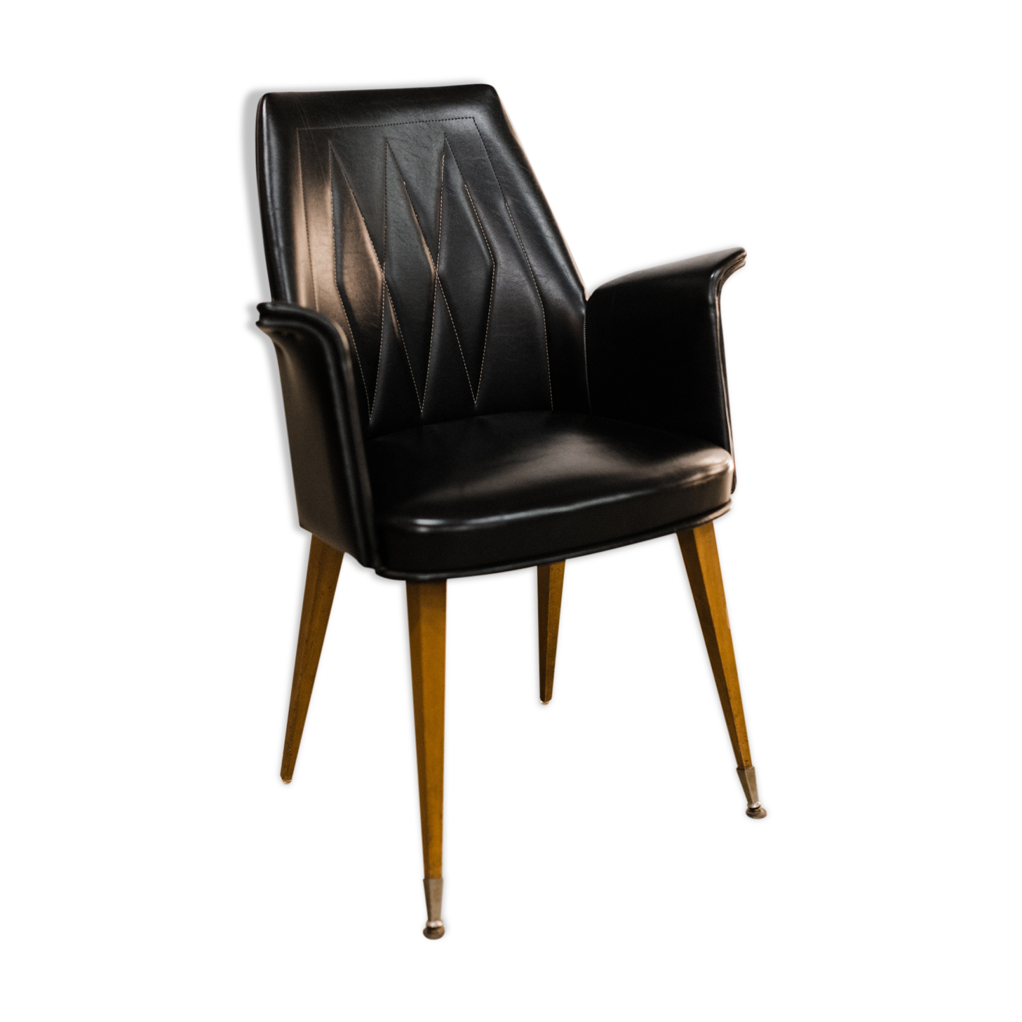 Armchairs / chairs in black skaï "emelinne"