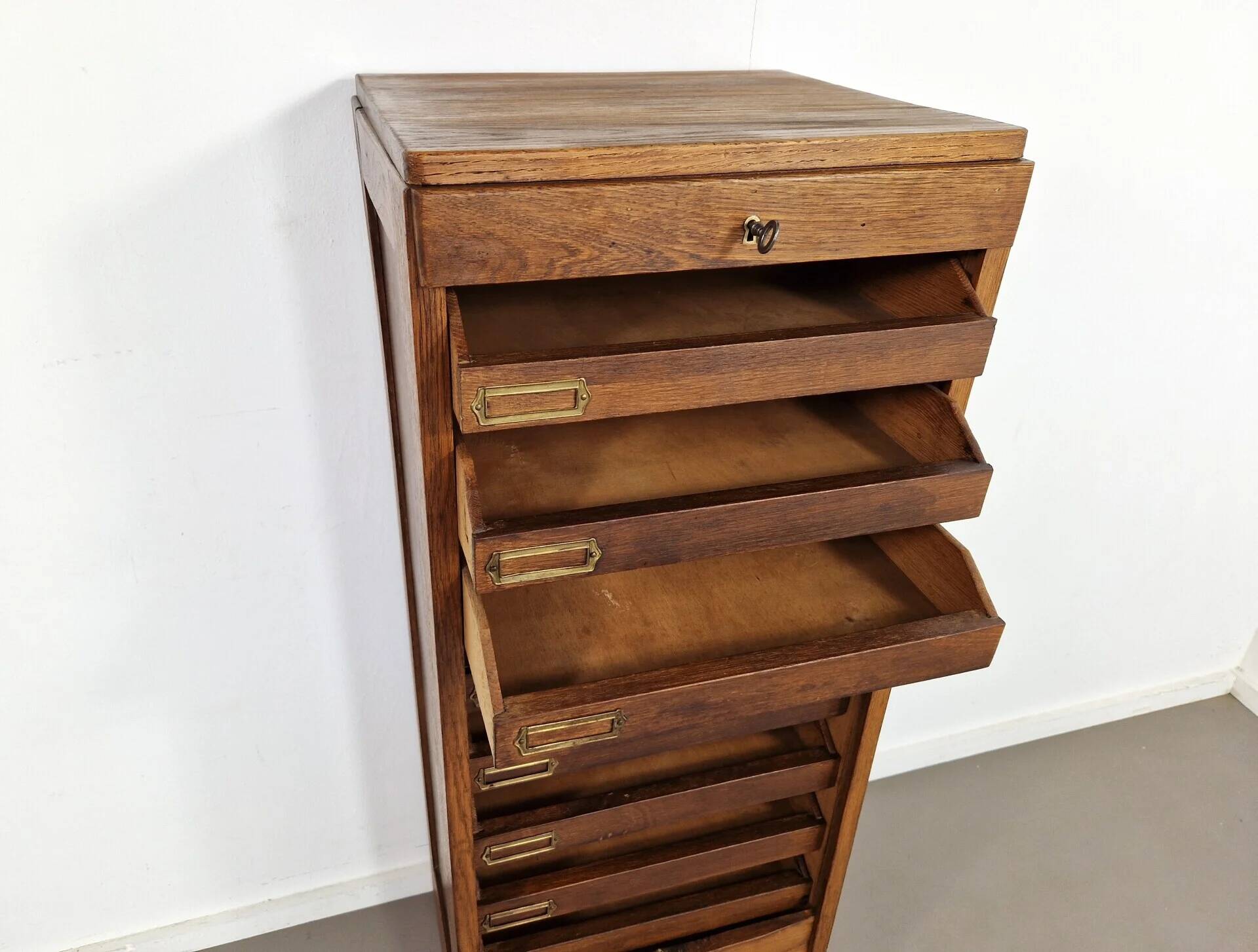 Vintage large oak shutter cabinet | 1930s