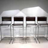 Set of 4 Linea Veam tubular steel bar stools, 1960