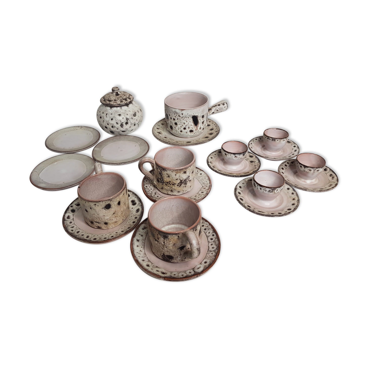 Breakfast service "fat lava" stamped "Vallauris"