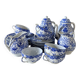 Service à thé japonais vintage porcelaine bleu & blanc 28 pièces — Nihon
