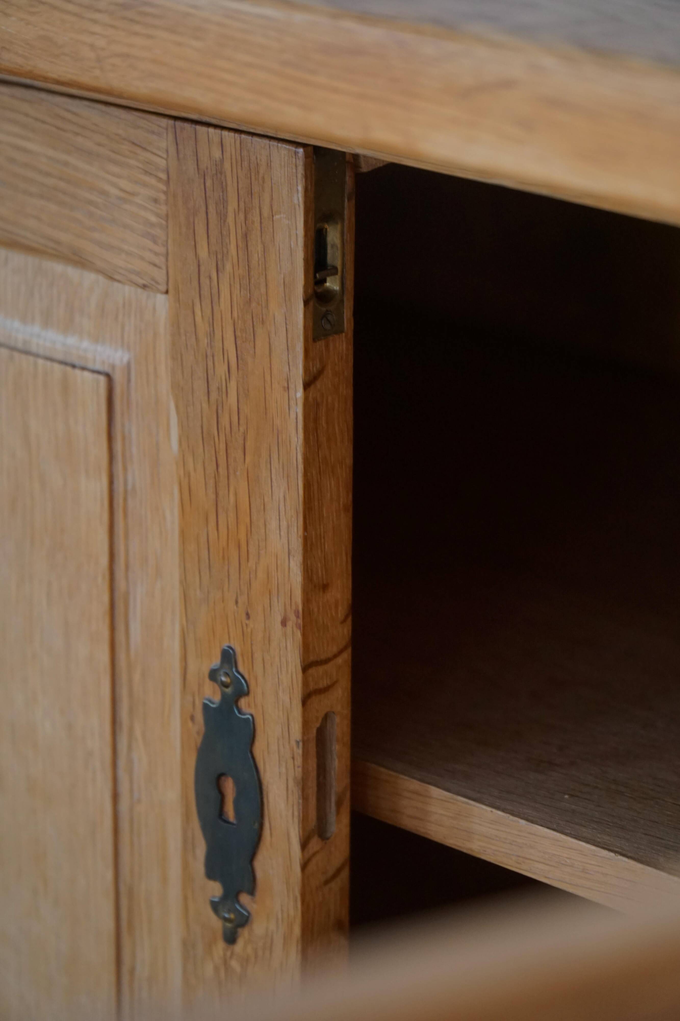 Brutalist Mid-Century Danish Buffet in Oak, Henning Kjærnulf, 1960s