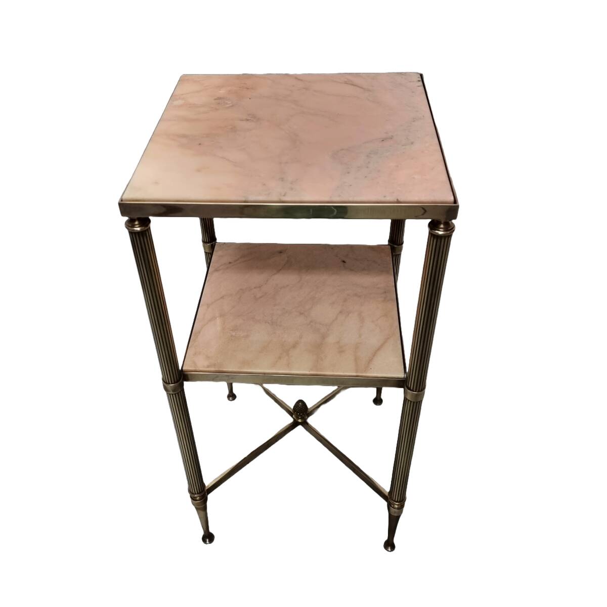 Vintage Brass With Marble Side Table 1950s