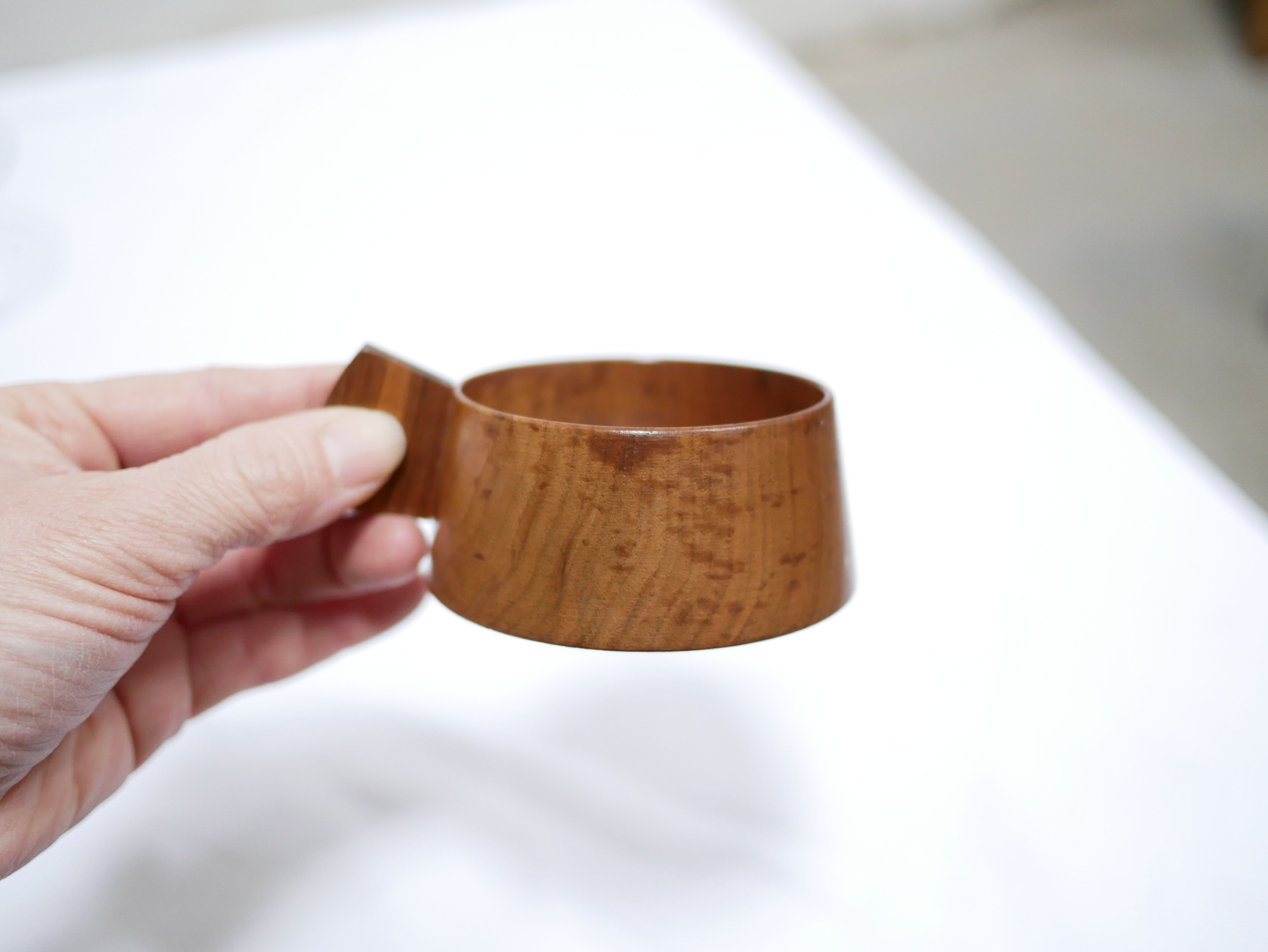 Series of 6 vintage Scandinavian cups in Schott & Gen Mainz teak and glass