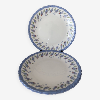 Lot de 3 assiettes plates Arcopal imprimé floral bleu