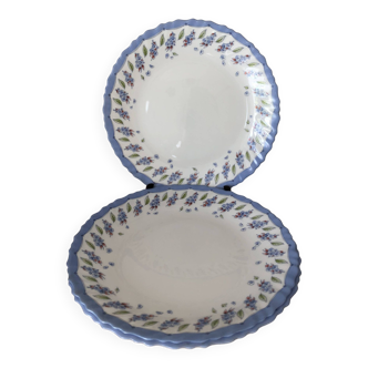 Set of 3 Arcopal blue floral print dinner plates