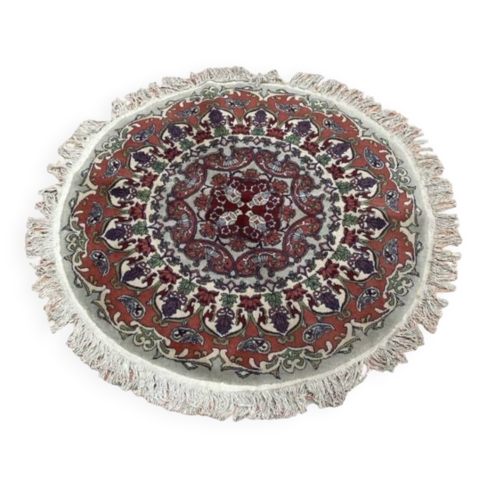 Round handmade wool sinkiang rug