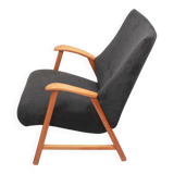 1950s armchair in anthracite velour, completly restored