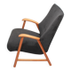 1950s armchair in anthracite velour, completly restored