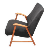 1950s armchair in anthracite velour, completly restored
