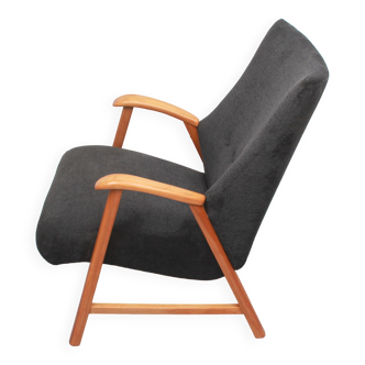 1950s armchair in anthracite velour, completly restored