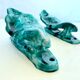 xPair of Handcrafted Teal Enameled Door Handles by Gabbianelli, Albisola, I