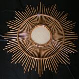 Mirror sun rattan years 60 - 80x80 cm