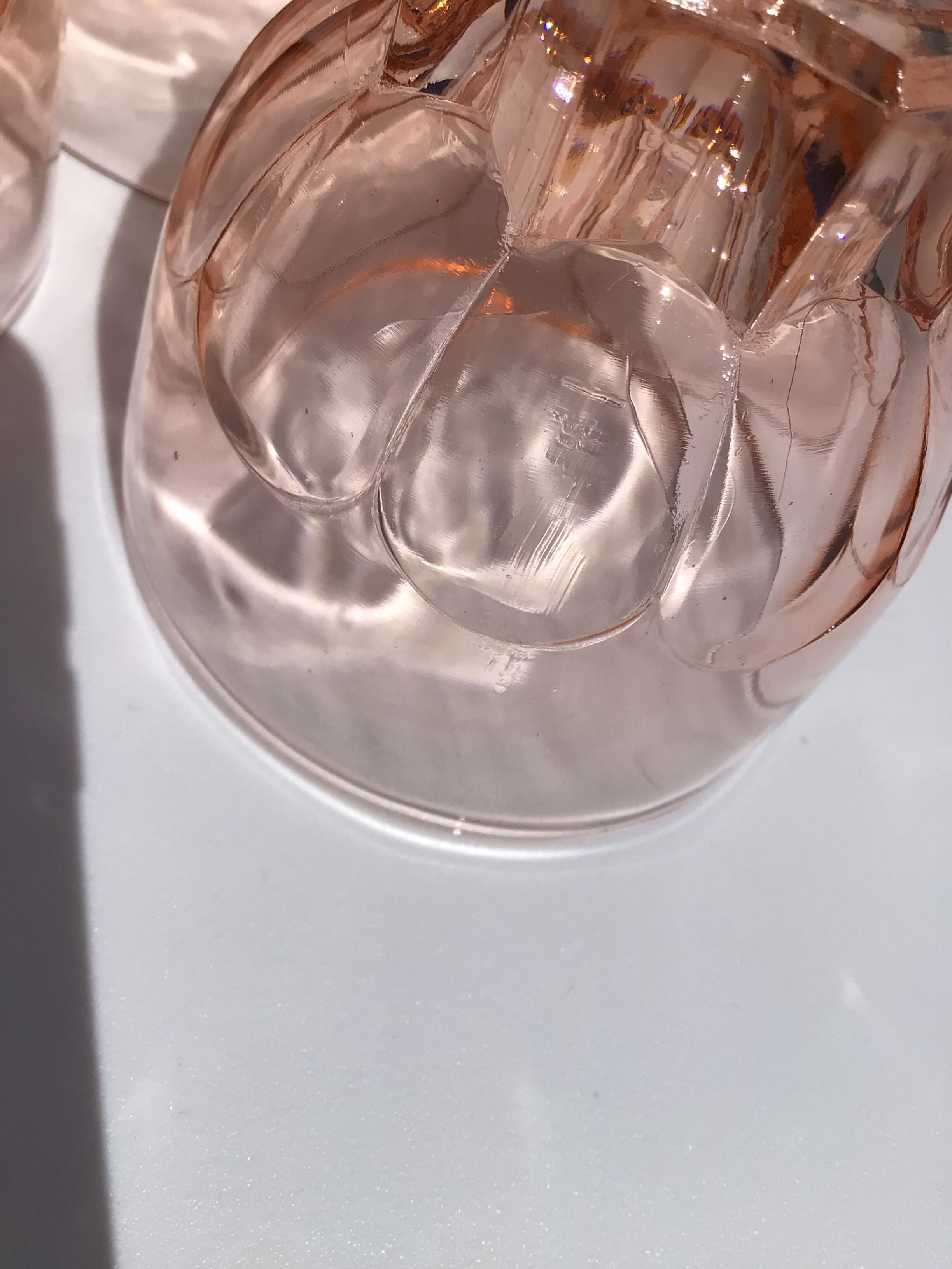 6 orange-pink water glasses star-footed