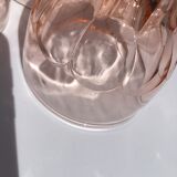 6 orange-pink water glasses star-footed