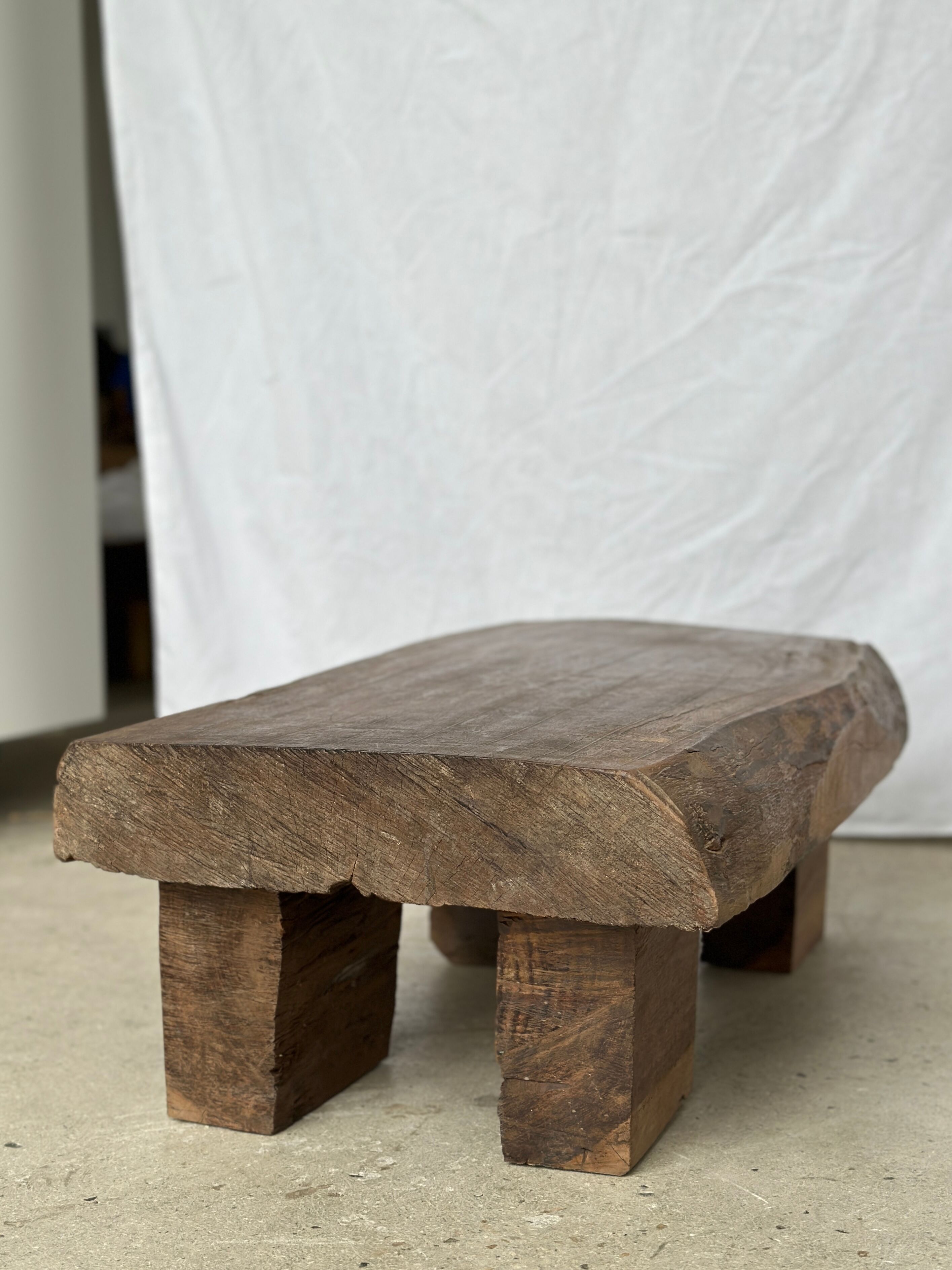 Asian solid wood quadripod brutalist coffee table H30 L81 l42