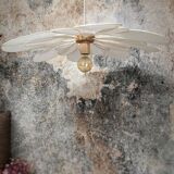 24 petal flower suspension in rattan and white linen