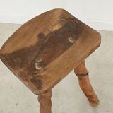 Vintage brutalist wooden stool 1