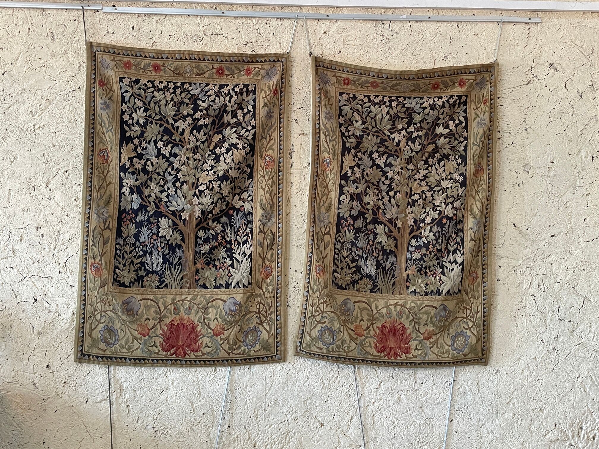 Pair of tapestries style greenery of Aubusson, twentieth century