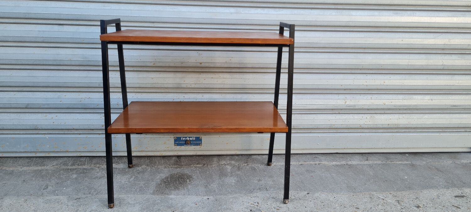 Teak and metal side table