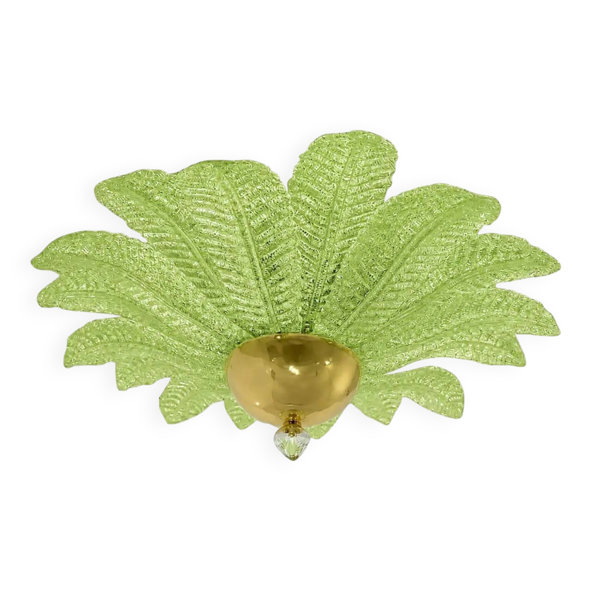 Green Murano Glass Flush Mount, Mazzega Zuccheri Venini Barovier Style