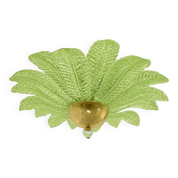 Green Murano Glass Flush Mount, Mazzega Zuccheri Venini Barovier Style
