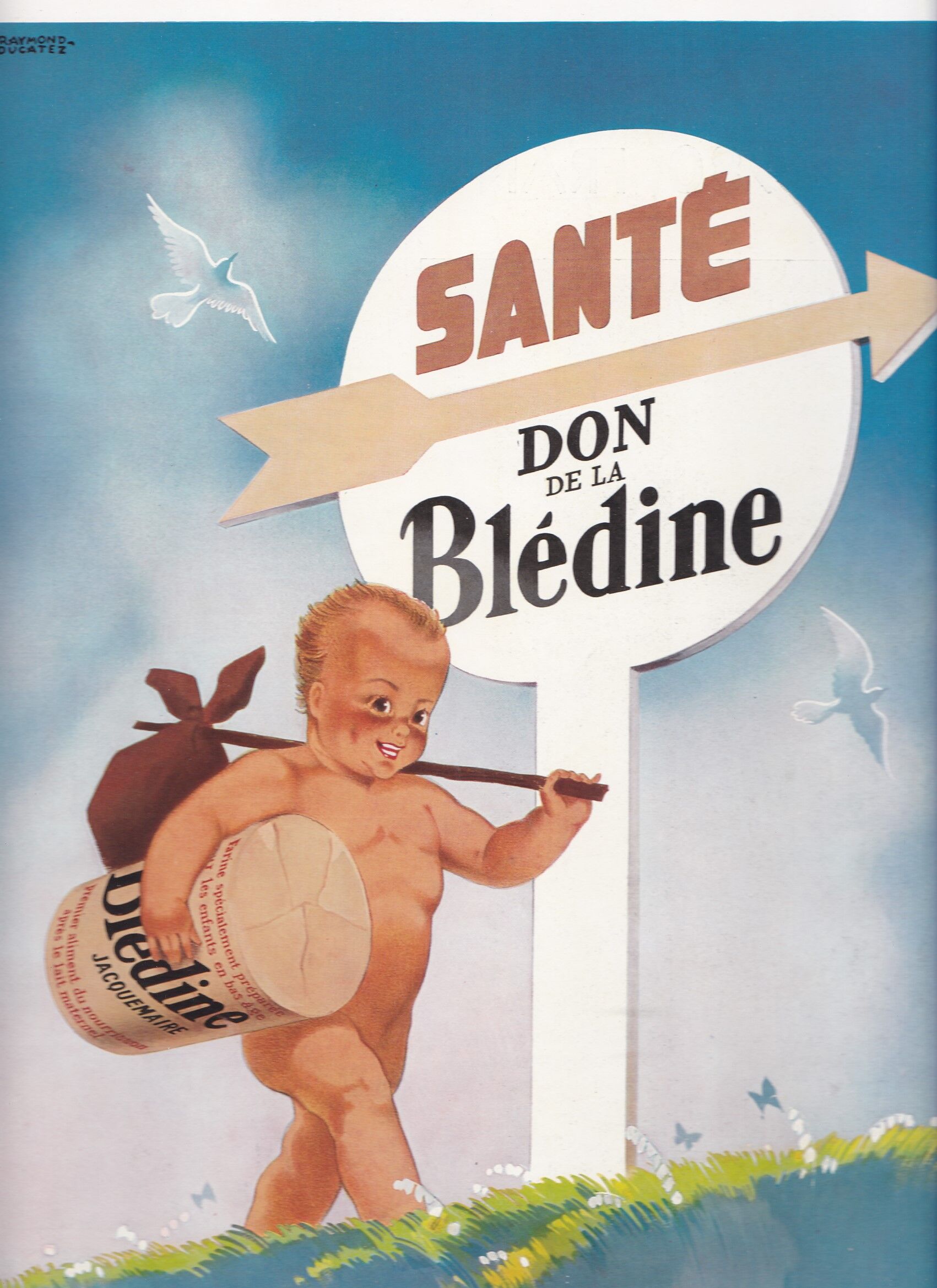 Blédine baby paper advertisement in color from a period magazine year 30