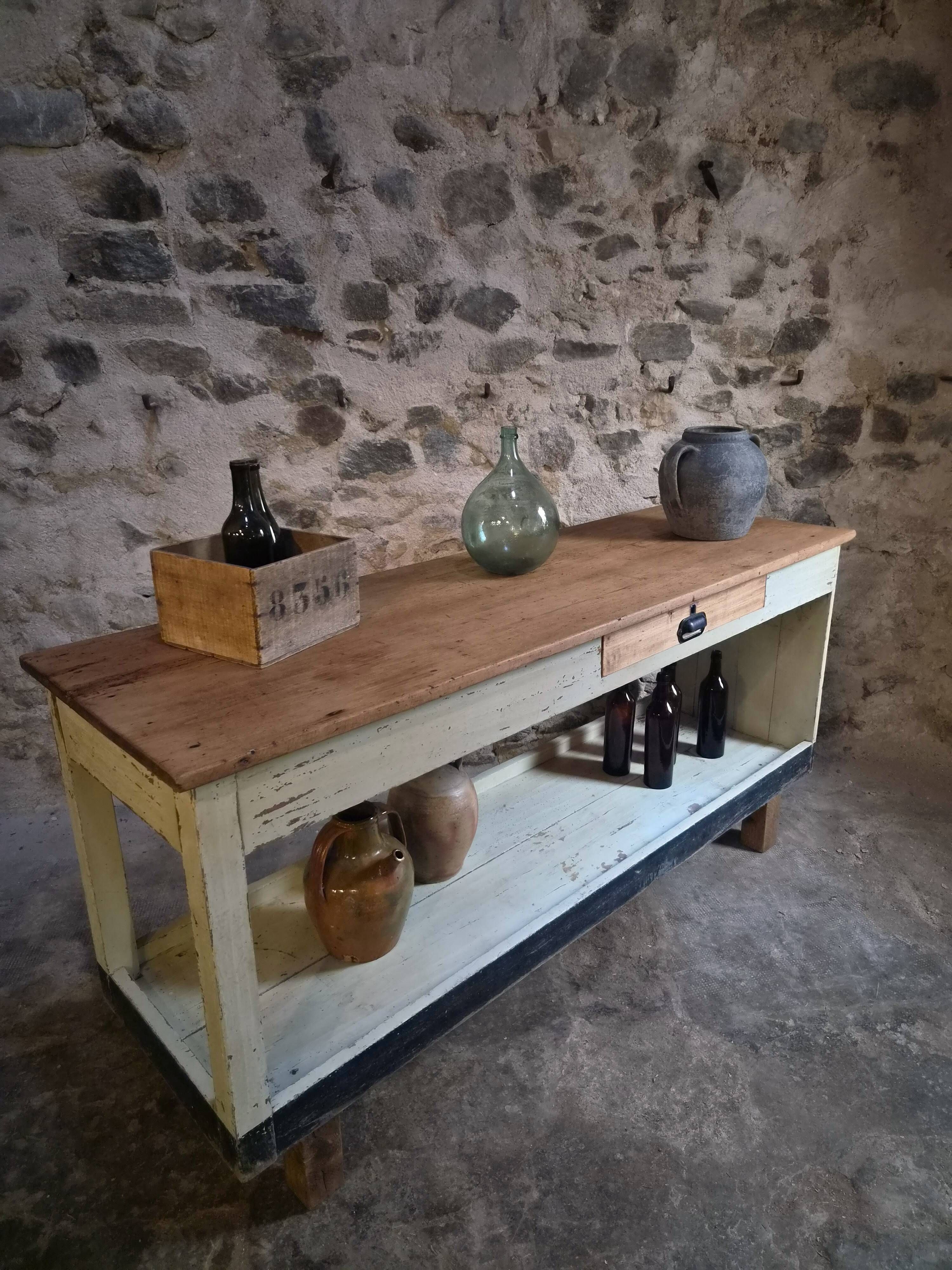 Table de drapier vintage / Îlot de cuisine – Années 1930
