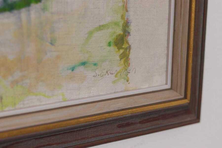 Original Swedish oil on canvas – “Landscape” by Sture Ekengren – vintage & framed – 63 × 74 cm