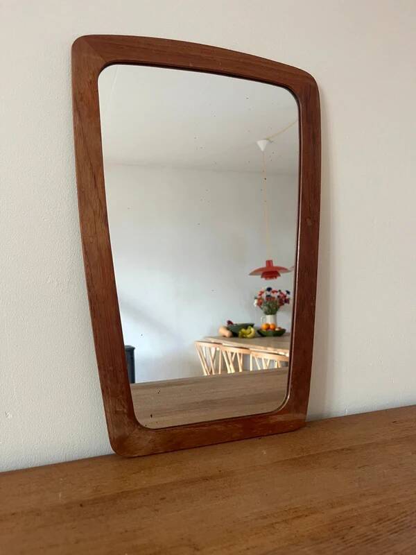 Vintage Danish teak mirror - small size - organic edges